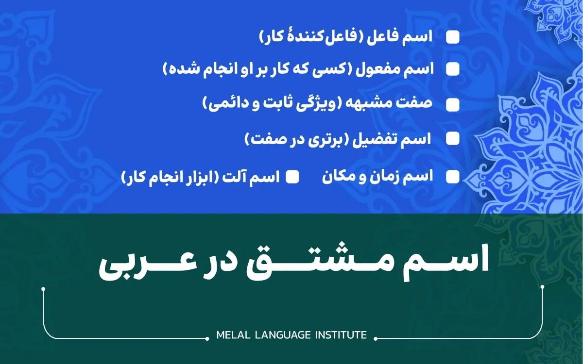آموزش انواع اسم مشتق در عربی
